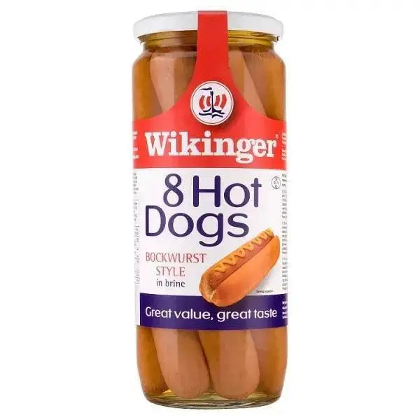 Wikinger 8 Hot Dogs Bockwurst Style in Brine 1030g (Drained Weight 720g)