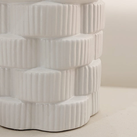 Willow White Ribbed Ceramic Planter