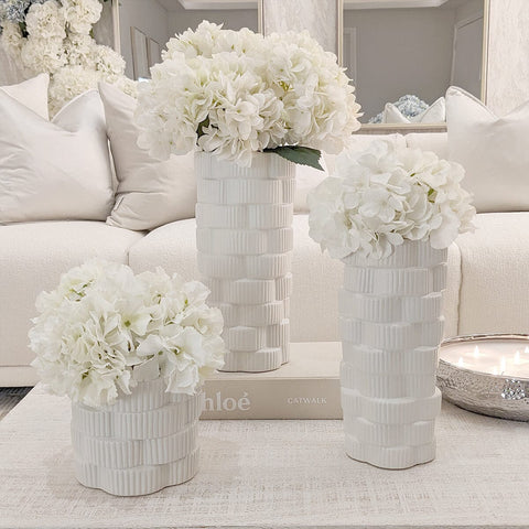 Willow White Ribbed Ceramic Planter