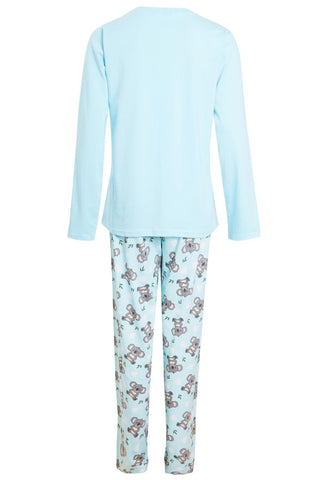 OLIVIA ROCCO Women's Koala Bear Cotton Pyjama Set 100 Percent Cotton Elasticated Waistband Soft Breathable Nightwear Loungewear