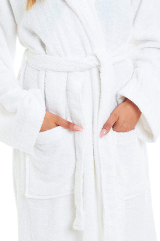 OLIVIA ROCCO Womens Bamboo Cotton Hooded Towelling Robe Ultra Absorbent Spa Loungewear Multiple Sizes Colours Daisy Dreamer