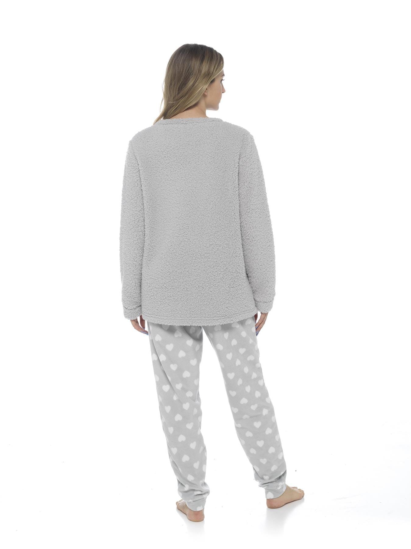 OLIVIA ROCCO Women's Sloth Teddy Fleece Pyjama Set Plush Nightwear Soft Cozy Loungewear With Adorable Sloth Design Ideal Gift