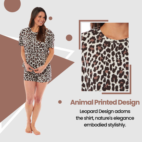 OLIVIA ROCCO Womens Cotton Pyjama Sets Leopard Zebra Prints Breathable Nightwear Loungewear Sleepwear Soft Comfortable Multiple Sizes Available