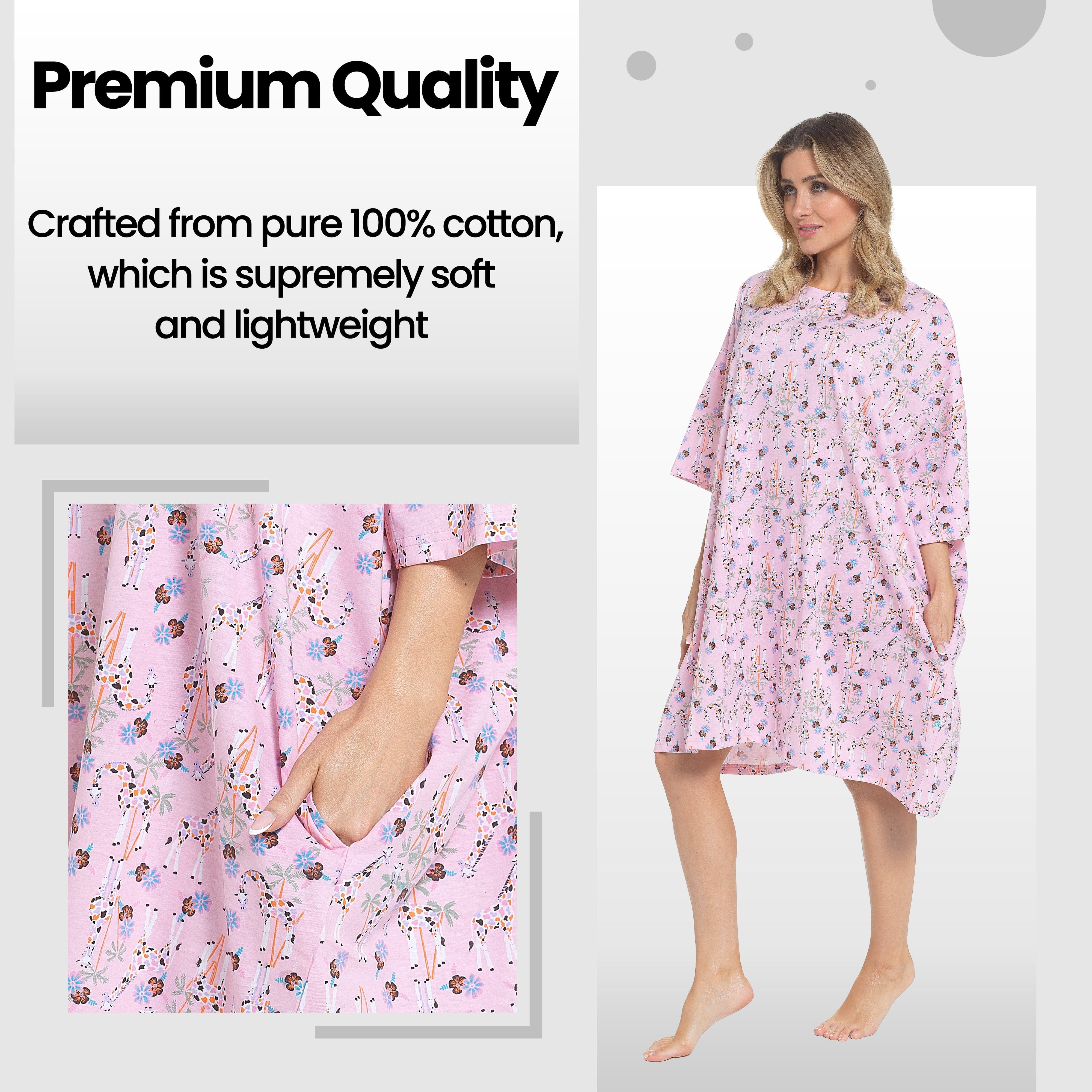 OLIVIA ROCCO Giraffe Print Nightshirt Women Baggy 100 Percent Cotton Short Sleeve Oversized Nightdress Soft Breathable Daisy Dreamer