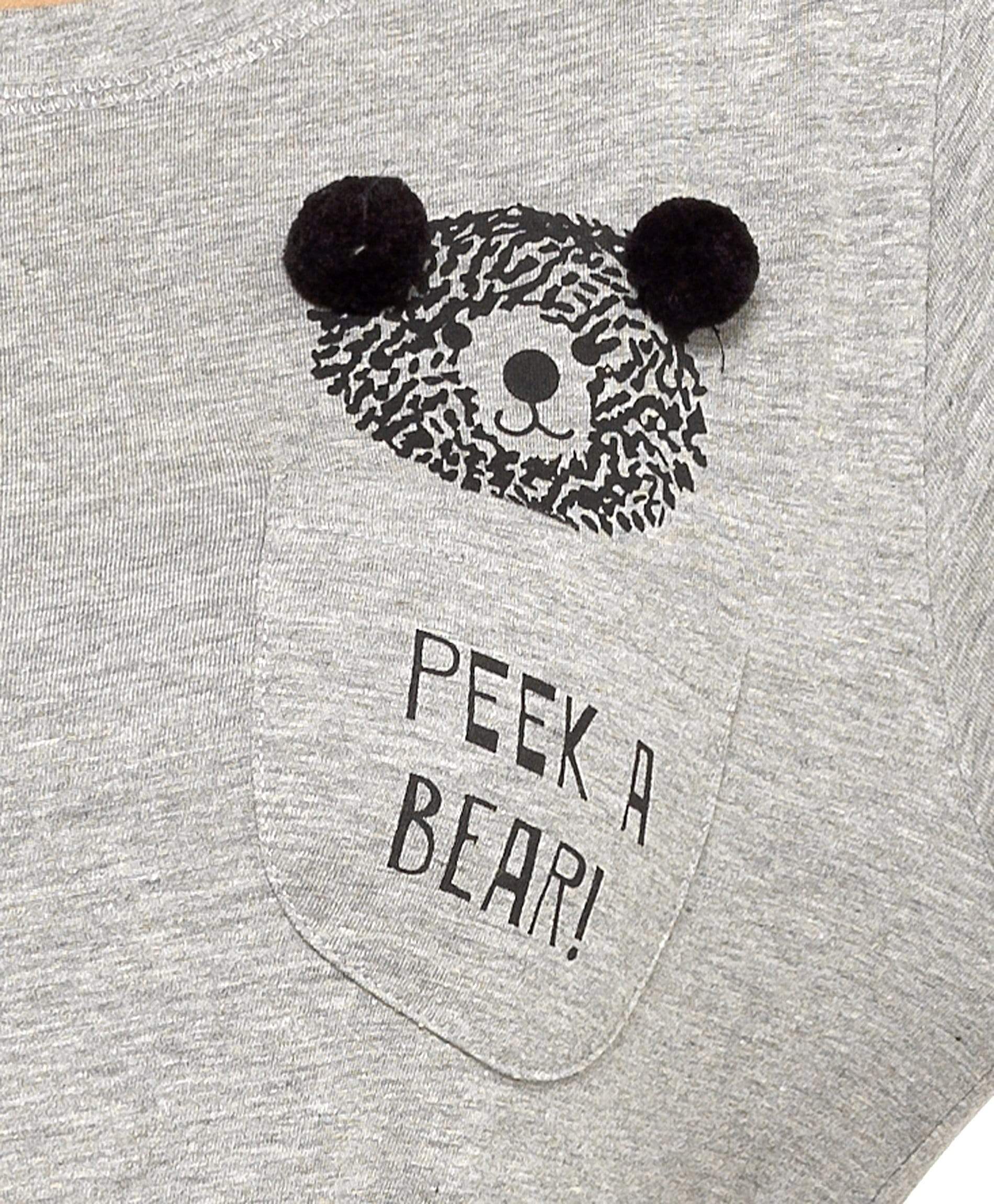 OLIVIA ROCCO Womens Grey Cotton Pyjama Set With Teddy Bear Design Long Sleeve Top Elasticated Bottoms Cosy Breathable Nightwear In Various Sizes