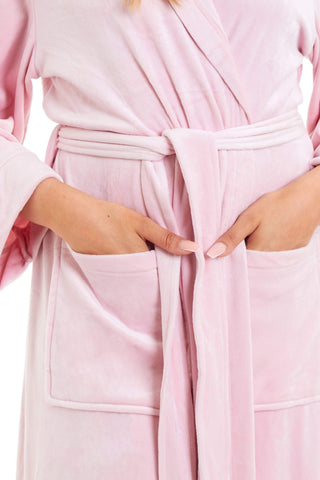 OLIVIA ROCCO Women's Velour Hooded Bathrobe Soft Touch Loungewear One Size Plush Comfort Luxury Dressing Gown Full Length