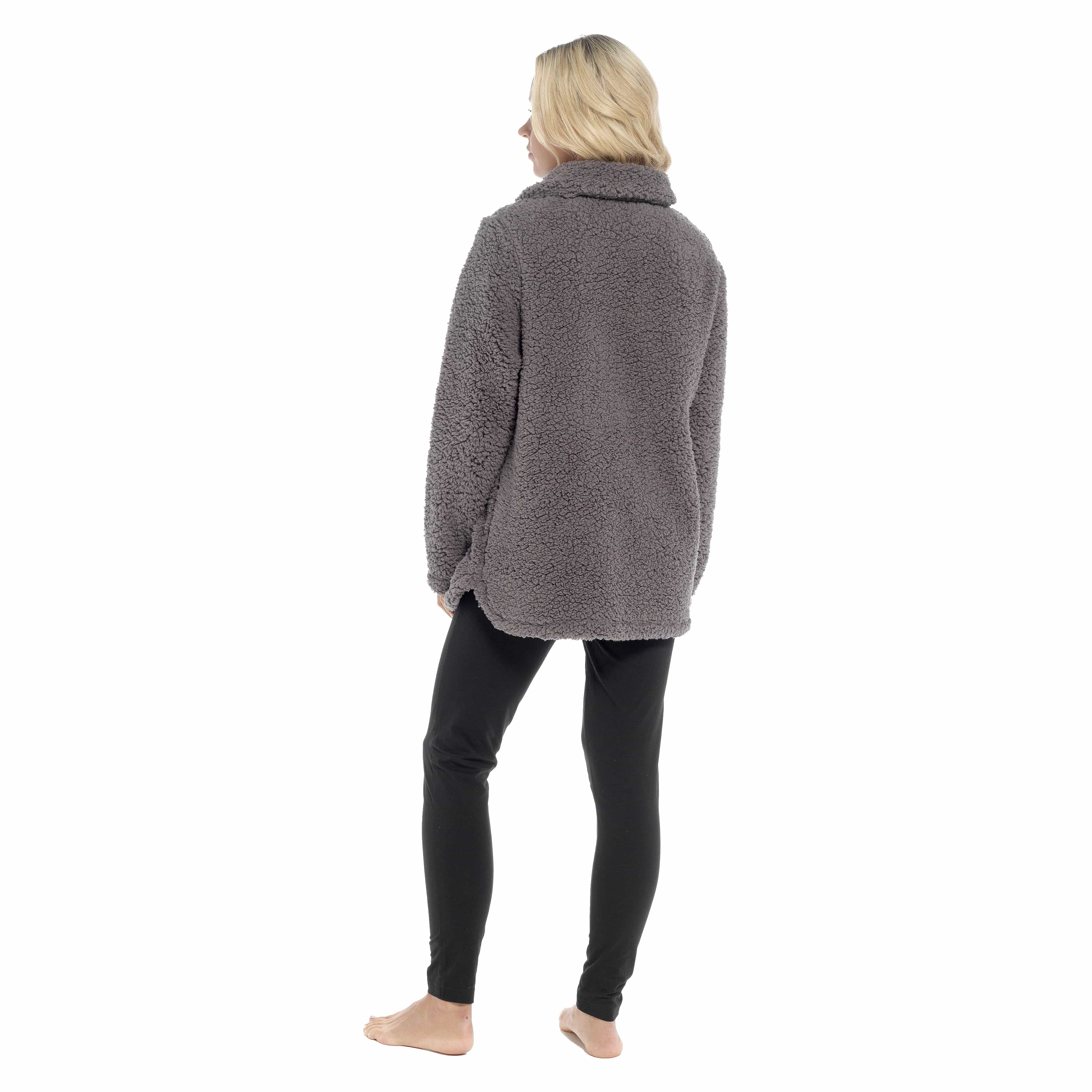 OLIVIA ROCCO Womens Sherpa Top And Leggings Lounge Set With Double Pockets Long Sleeve Lightweight Pajamas Ideal For Chilly Days