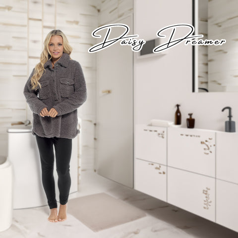 OLIVIA ROCCO Womens Sherpa Top And Leggings Lounge Set With Double Pockets Long Sleeve Lightweight Pajamas Ideal For Chilly Days