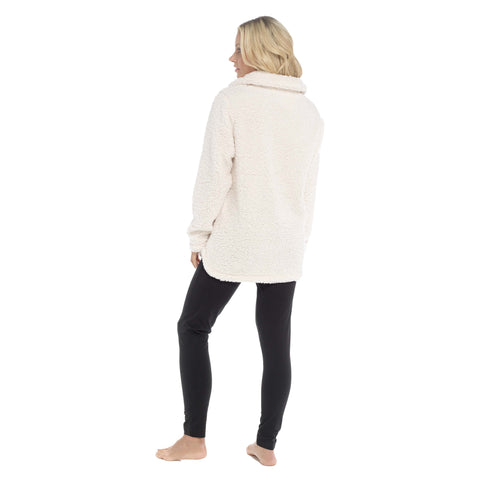 OLIVIA ROCCO Womens Sherpa Top And Leggings Lounge Set With Double Pockets Long Sleeve Lightweight Pajamas Ideal For Chilly Days