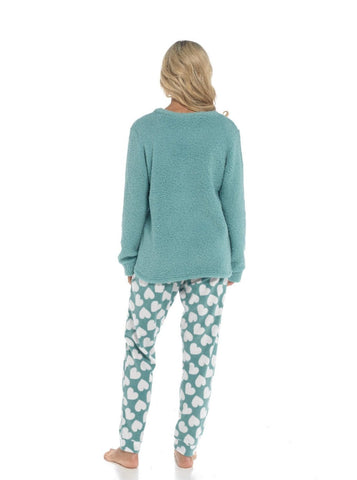 OLIVIA ROCCO Panda Snuggle Fleece Pyjama Set Women With Printed Pants Easy Care Fabric Sizes Small To XL Cozy Winter Loungewear