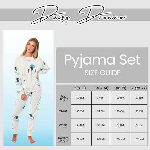 OLIVIA ROCCO Womens Soft Fleece Pyjama Set With Long Sleeve Penguins And Polar Bears Print Warm Cozy Loungewear Sleepwear For Ladies