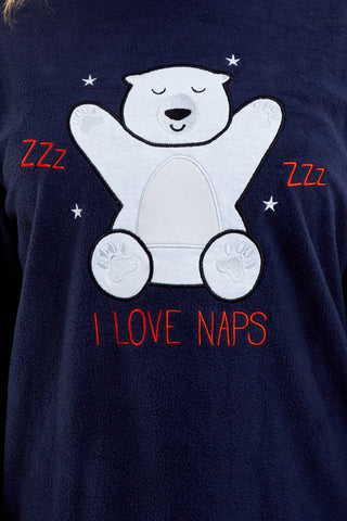 OLIVIA ROCCO Women's Polar Bear Fleece Pyjama Set Cozy Winter Sleepwear Festive Christmas Gift Nightwear Daisy Dreamer All Sizes