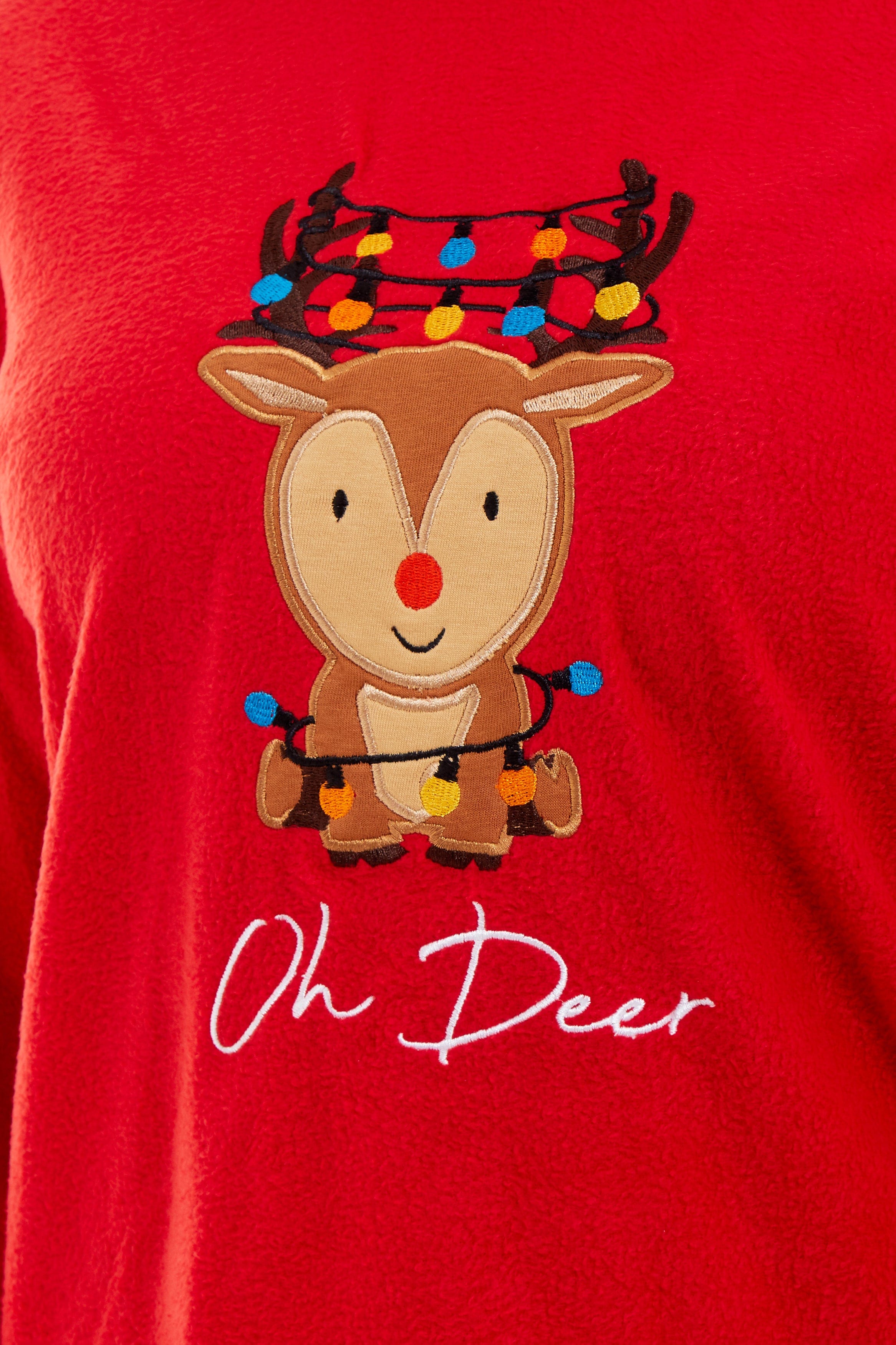OLIVIA ROCCO Women's Polar Fleece Pyjama Set Festive Reindeer Pattern UltraSoft Winter Nightwear Loungewear Gift Idea For Christmas