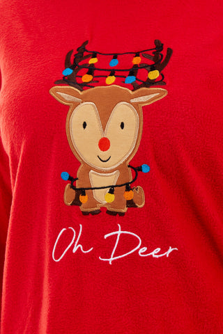 OLIVIA ROCCO Women's Polar Fleece Pyjama Set Festive Reindeer Pattern UltraSoft Winter Nightwear Loungewear Gift Idea For Christmas