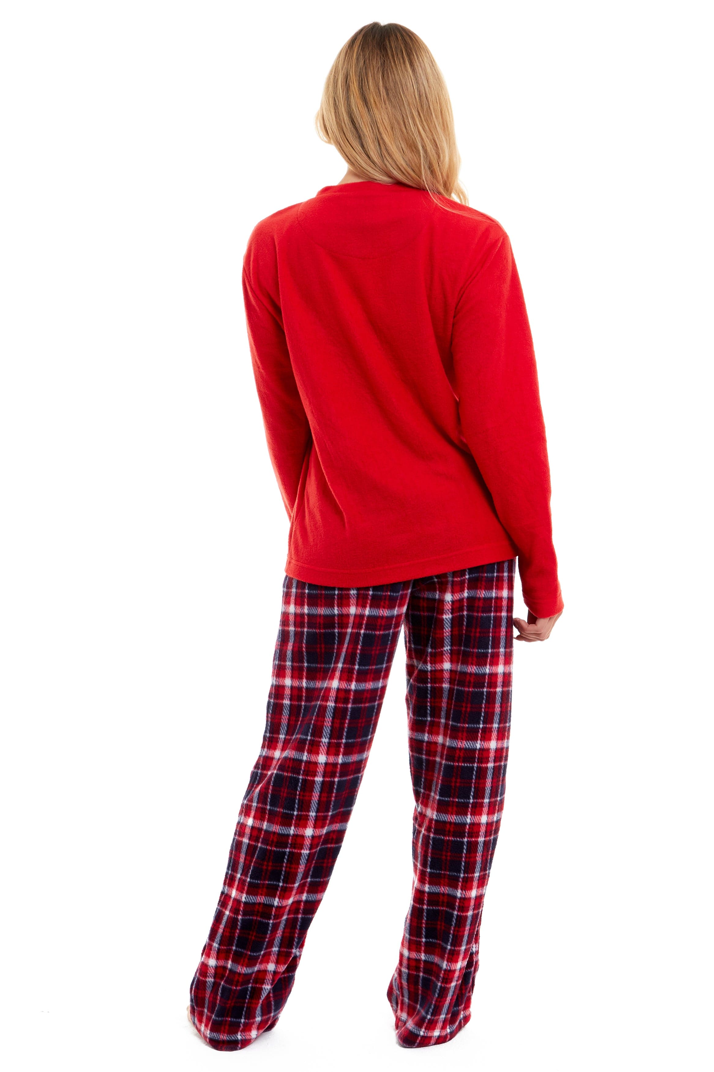 OLIVIA ROCCO Women's Polar Fleece Pyjama Set Festive Reindeer Pattern UltraSoft Winter Nightwear Loungewear Gift Idea For Christmas