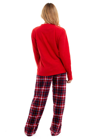 OLIVIA ROCCO Women's Polar Fleece Pyjama Set Festive Reindeer Pattern UltraSoft Winter Nightwear Loungewear Gift Idea For Christmas