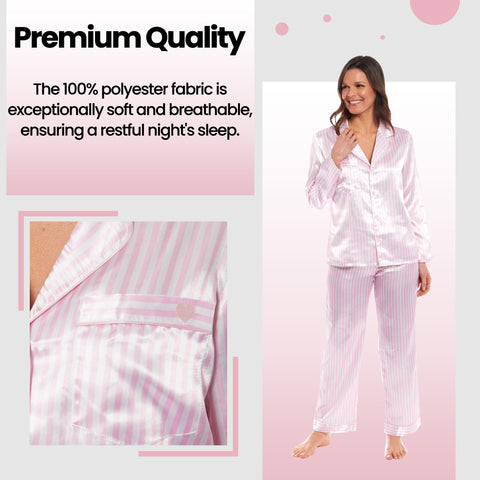 OLIVIA ROCCO Satin Silk Pyjama Set For Women With Dress Shirt Collar And Loose Fitting Pants Black Pink Grey Luxurious Loungewear Nightwear