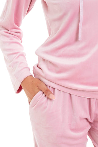 OLIVIA ROCCO Women's Velour Soft Touch Hooded Pyjama Set for Lounging and Sleep - Warm, Stretchable Nightwear Sizes 8-22