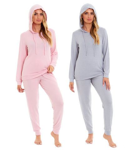 OLIVIA ROCCO Women Super Cosy Hooded Pyjama Set Soft Brushed Polyester Viscose Loungewear Warm Nightwear UK Sizes 8-22 Various Colours
