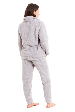 OLIVIA ROCCO Women's Teddy Fleece Lounge Set Zip Up Pyjama with Elasticated Waistband Cozy Fluffy Nightwear Relaxed Fit Design For Home