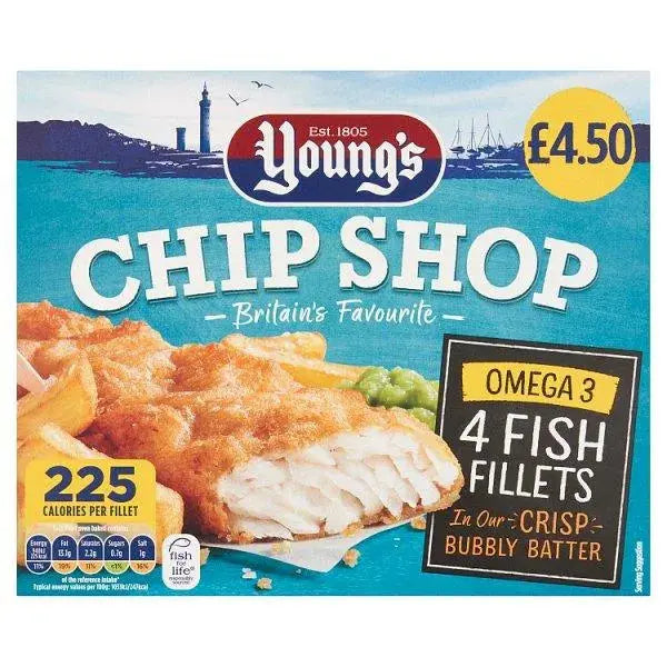 Youngs Chip Shop 4 Fish Fillets 400g