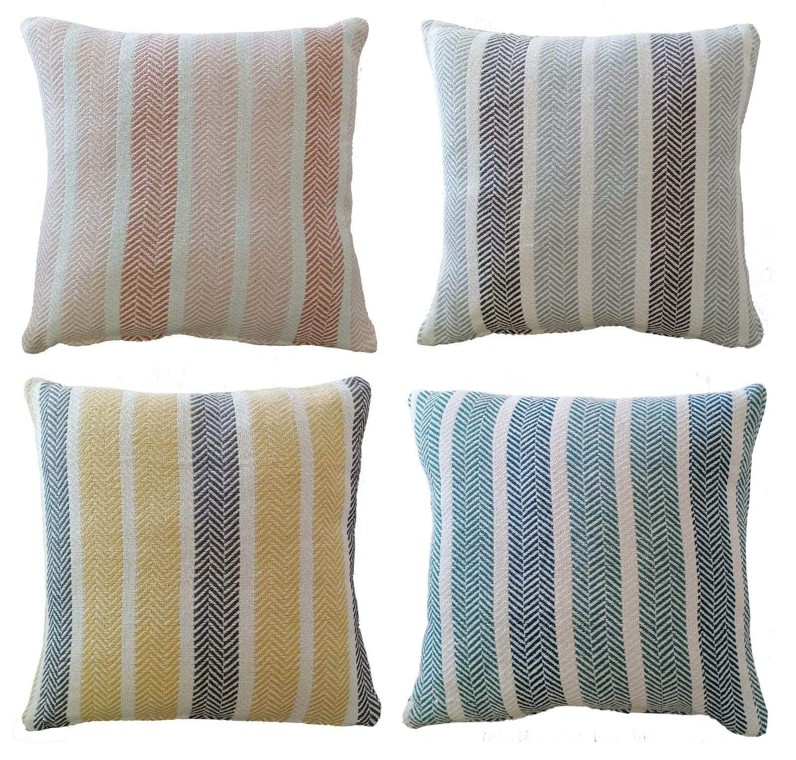 OLIVIA ROCCO Cushion Covers Striped Indian Cotton Indoor Outdoor With Discreet Zipper Grey Ochre Teal Blush Pink Various Sizes